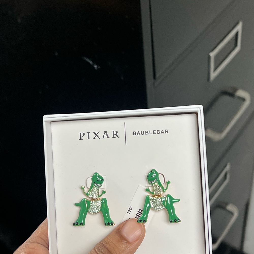 BaubleBar Green Dinosaur Earrings
